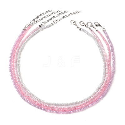 4Pcs 4 Colors Glass Seed Beaded Necklaces Set NJEW-JN04645-1