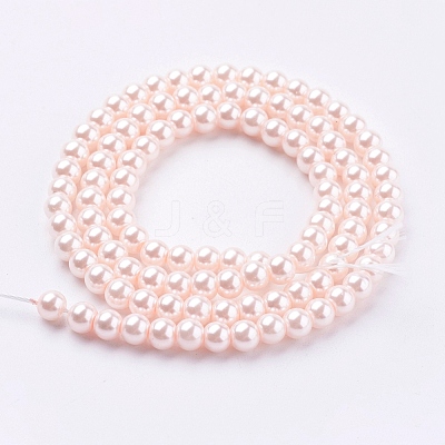 Eco-Friendly Dyed Glass Pearl Round Beads Strands HY-A002-4mm-RB091-1
