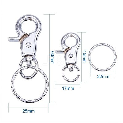 Iron Swivel Clasps with Key Rings IFIN-PH0023-12P-1