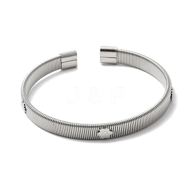 304 Stainless Steel Flat Snake Chains Cuff Bangles for Women BJEW-A067-01P-1