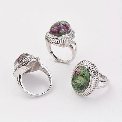 Natural Ruby in Zoisite Finger Rings RJEW-P122-19-1