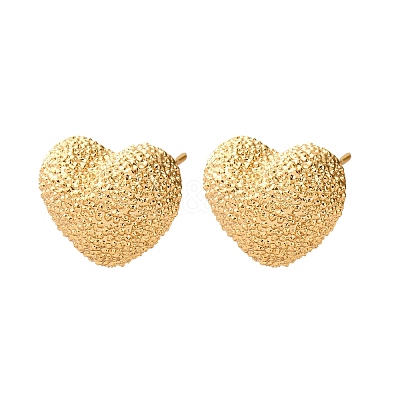 Brass Textured Stud Earrings EJEW-A143-02B-G-1