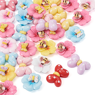 30Pcs 3 Styles Opaque Resin Cabochons RESI-TA0004-97-1