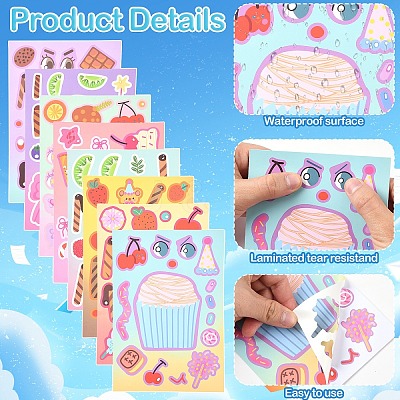 8Pcs PVC Self-Adhesive Stickers STIC-YW0001-06-1