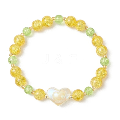 Spray Painted Crackle Glass Beads Stretch Bracelets for Women BJEW-MZ00201-02-1