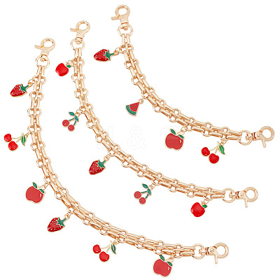 Fruit Alloy Enamel Pendant Purse Chains AJEW-AB00097-1