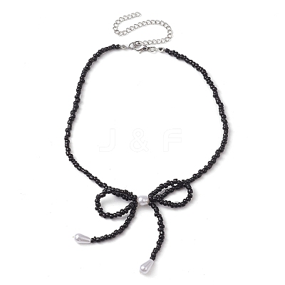 Bowknot 304 Stainless Steel Necklaces NJEW-JN04670-02-1