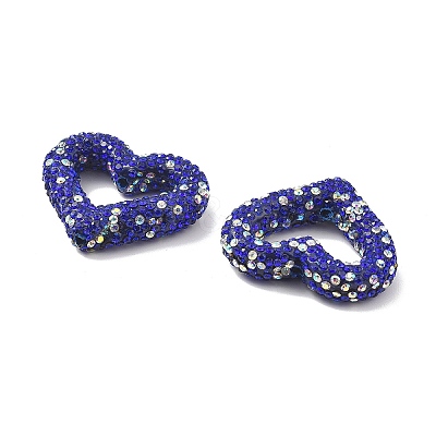 Heart Shape Polymer Clay Rhinestone Beads CLAY-NH0001-09B-07-1