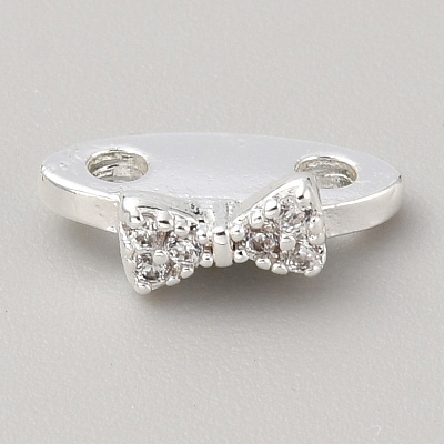 Brass Pave Clear Cubic Zirconia Connector Charms KK-WH0081-22B-S-1