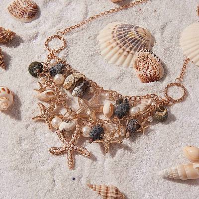 Trendy Starfish and Conch Jewelry Sets SJEW-PH0001-02G-1