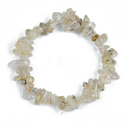 Unisex Chip Natural Rutilated Quartz Beaded Stretch Bracelets BJEW-S143-15-1