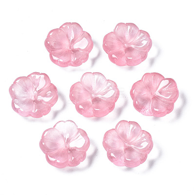 Transparent Spray Painted Imitation Jade Glass Beads GLAA-Q089-003-E004-1