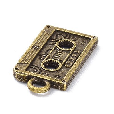 Tibetan Style Alloy Cassette Tape Pendants PALLOY-D203-01AB-1