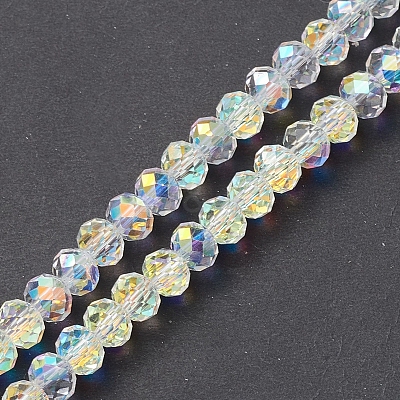 Electroplate Transparent Glass Beads Strands EGLA-K015-07F-1