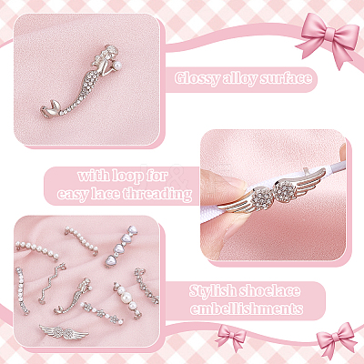 20Pcs 10 Styles Alloy & Crystal Rhinestone & Plastic Pearl Shoe Buckle Clips FIND-PH0024-68P-1