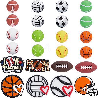 Sports Silicone Beads SIL-SC0002-40-1