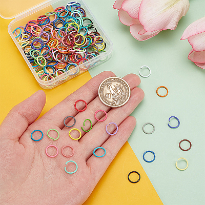 200Pcs 20 Colors Baking Paint Iron Open Jump Rings IFIN-PH0002-10-1