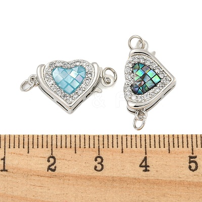 Rack Plating Brass Micro Pave Cubic Zirconia & Shell & Enamel Box Clasps KK-S373-05P-1