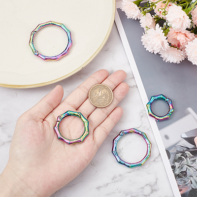 4Pcs 4 Styles Zinc Alloy Spring Gate Rings FIND-GF0004-17-1