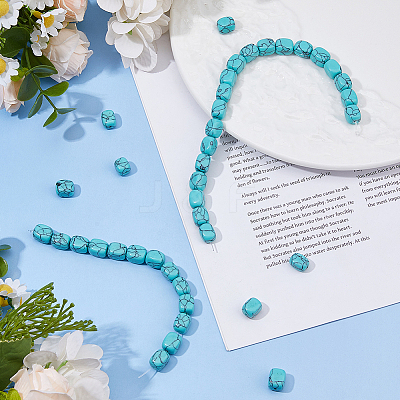 1 Strand Synthetic Turquoise Dyed Beads Strands G-FH0002-59B-1