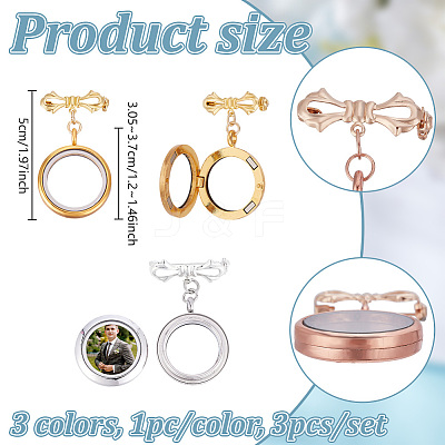 3Pcs 3 Colors Brass Brooch PALLOY-NB00008-1