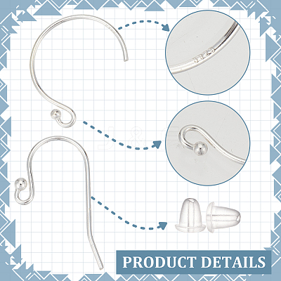 16Pcs 2 Styles 925 Sterling Silver Earring Hooks STER-ME0001-21-1
