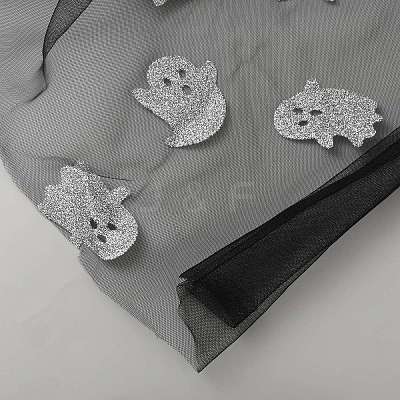 Halloween Ghost Pattern Polyester Mesh Fabric DIY-WH0740-06-1