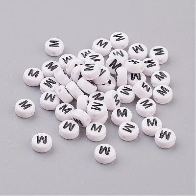 Acrylic Horizontal Hole Letter Beads X-PL37C9070-M-1