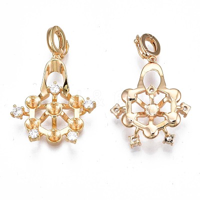 Brass Micro Pave Clear Cubic Zirconia Peg Bails Pendants KK-N232-231-1