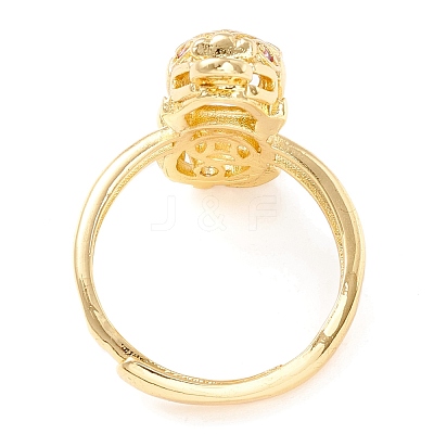 Brass Cubic Zirconia Adjustable Ring Components KK-K266-09G-1