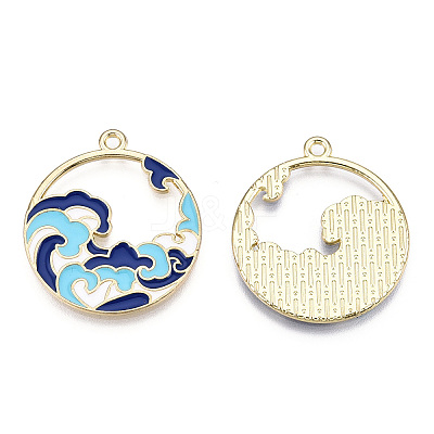 Chinese Style Alloy Enamel Pendants X-ENAM-M043-03G-01-RS-1