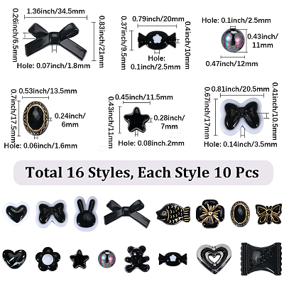 160Pcs 16 Styles Mixed Styles Acrylic Beads OACR-PA0001-77C-1