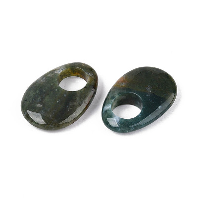 Natural Moss Agate Large Hole Pendants G-N348-06B-07-1