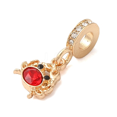 Rack Plating Alloy Rhinestone European Dangle Charms PALLOY-S189-38G-03-1