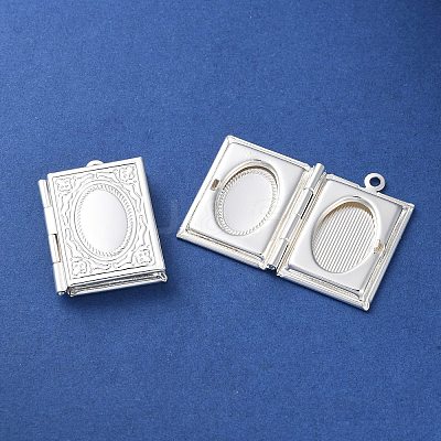 Rack Plating Brass Locket Pendants KK-F090-04S-1