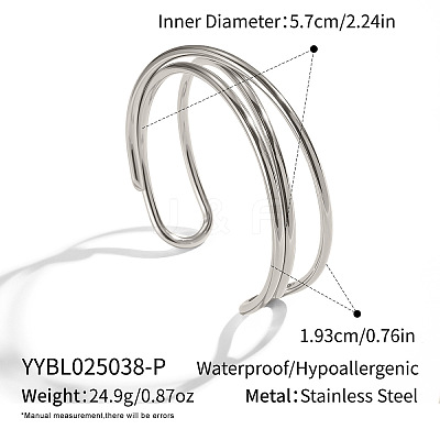 Minimalist 304 Stainless Steel Open Cuff Bracelets for Women LS-VX8424-2-1