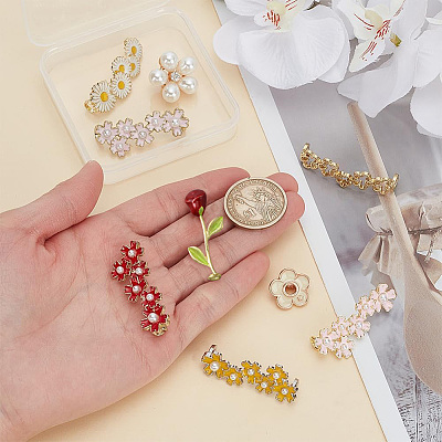 9Pcs 9 Styles Alloy Enamel Flower Shoelace Buckle DIY-AR0004-36-1