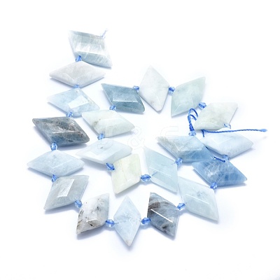 Natural Aquamarine Bead Strands G-O179-H26-1