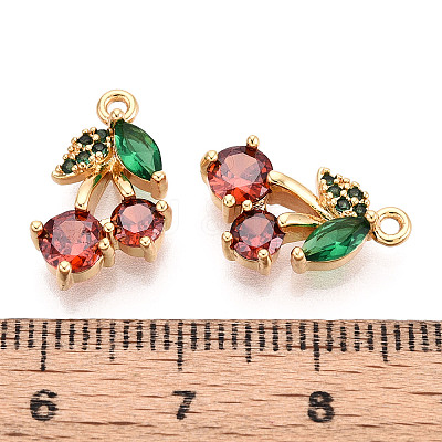 Brass Micro Pave Clear Cubic Zirconia Pendants KK-T078-04G-02-1