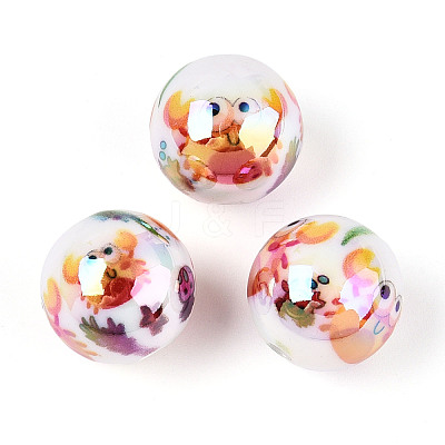 Ocean Theme Printed Opaque Acrylic Beads MACR-T048-07M-1
