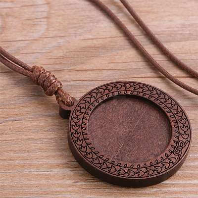 Wood Pendant Cabochons Settings WOOD-H106-26A-01-1