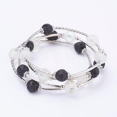 Electroplate Glass Bead Wrap Bracelets BJEW-JB03260-1