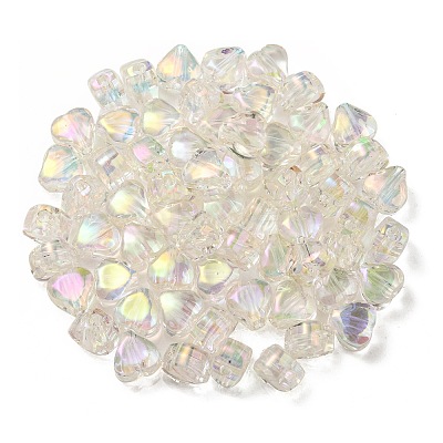 UV Plating Rainbow Iridescent Acrylic Beads OACR-F004-05G-1