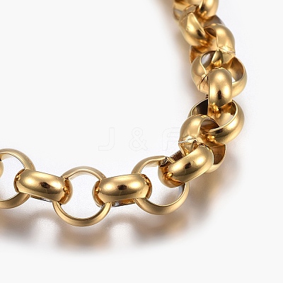 Ion Plating(IP) 304 Stainless Steel Rolo Chain Bracelets BJEW-L634-03B-G-1