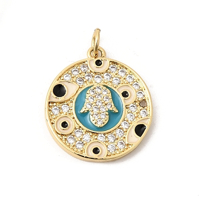 Brass Micro Pave Cubic Zirconia Pendants KK-K419-01G-1
