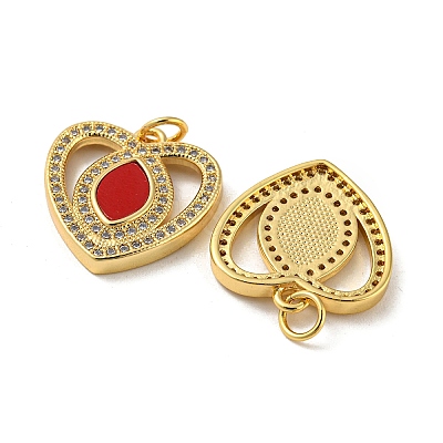 Brass Micro Pave Cubic Zirconia with Synthetic Turquoise Pendants KK-K356-24A-G-1