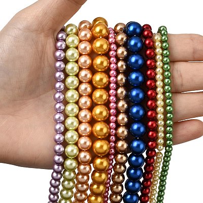 Round Grade A Glass Pearl Beads Strands HY-E001-09-1