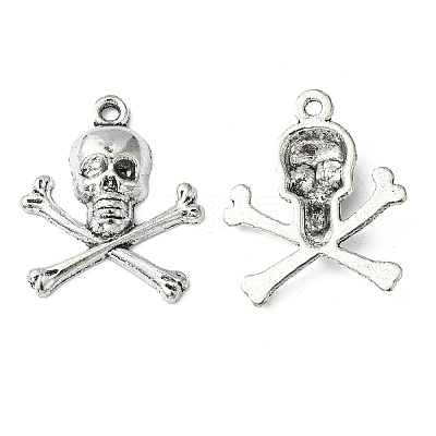 Antique Silver Tibetan Style Pirate Style Skull Pendant X-LF10441Y-1