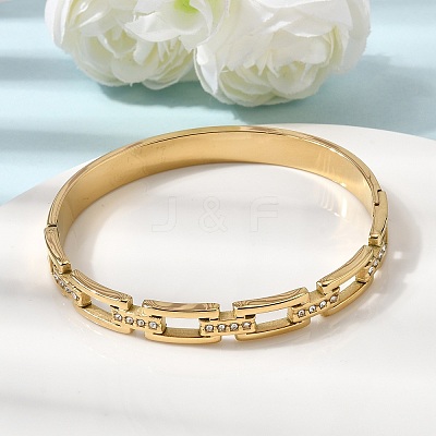 304 Stainless Steel Rhinestone Hinged Bangles for Women BJEW-B168-02B-G-1