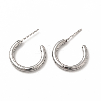 Non-Tarnish 304 Stainless Steel Ring Stud Earrings EJEW-C004-12B-P-1